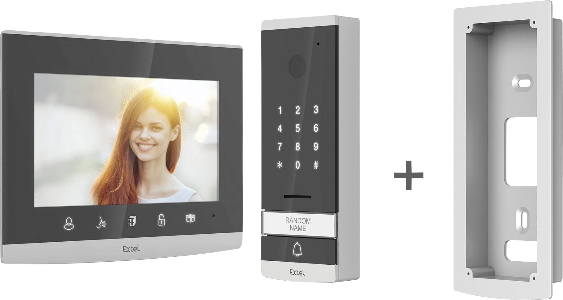 Extel CODE Video-Türsprechanlage Kabelgebunden Komplett-Set 1 Familienhaus Glas, Schwarz