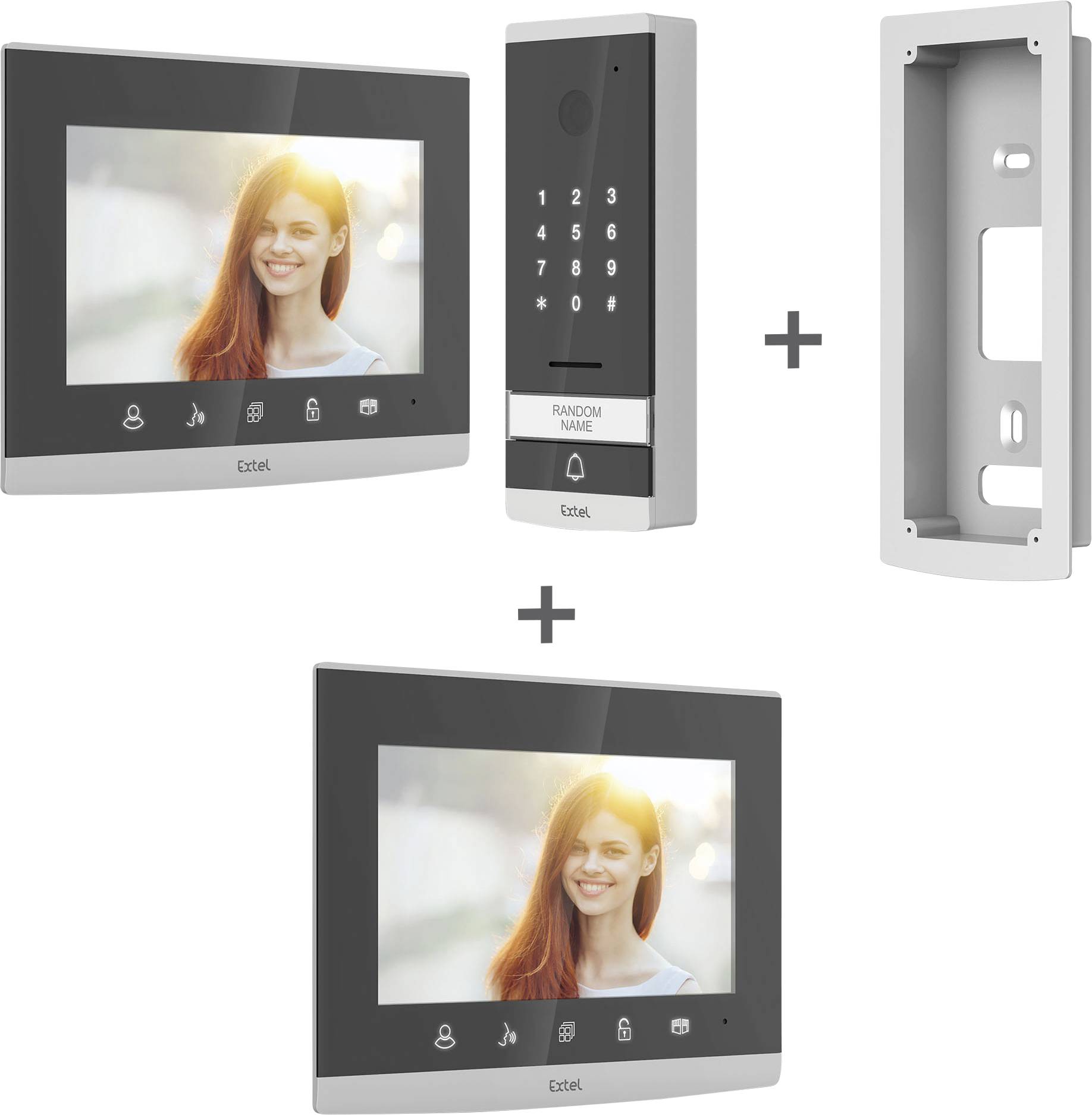 Extel CODE Video-Türsprechanlage Kabelgebunden Komplett-Set 1 Familienhaus Glas, Schwarz