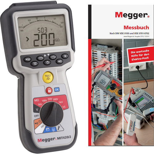 Megger MIT420/2 + Messbuch Isolationsmessgerät 50 V, 100 V, 250 V, 500 V, 1000 V 200 GΩ