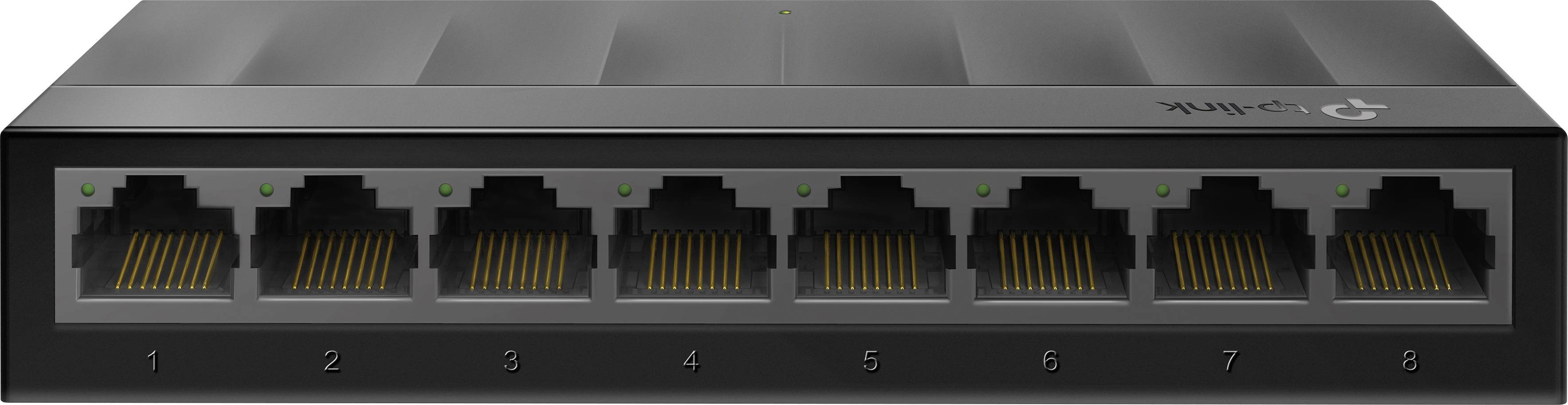 8-Port-Gigabit-Netzwerk-Switch mit nummerierten Anschlüssen und Status-LEDs.