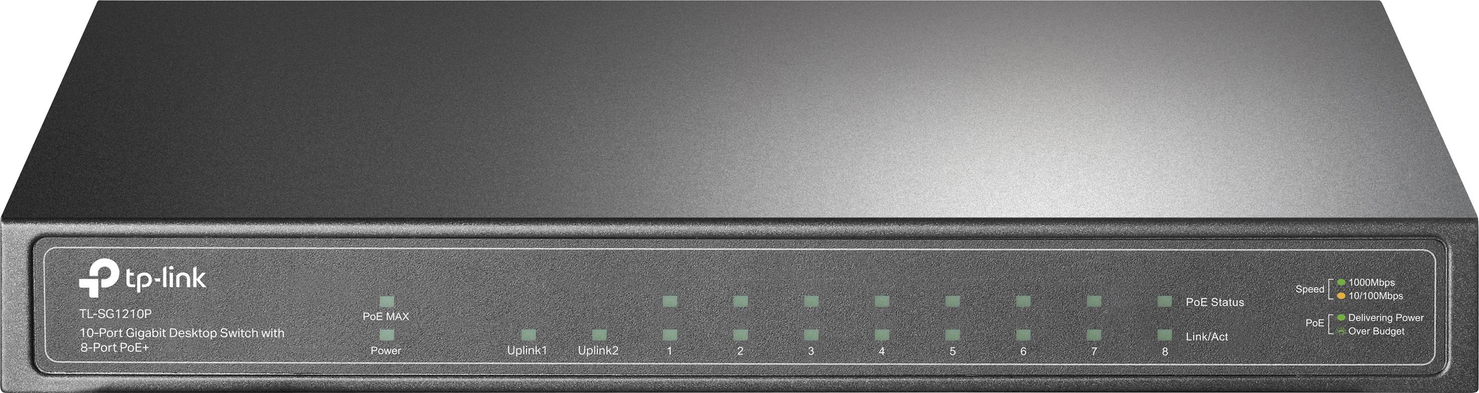 TP-LINK TL-SG1210P Netzwerk Switch 8 + 1 Port 10 / 100 / 1000 MBit/s PoE-Funktion