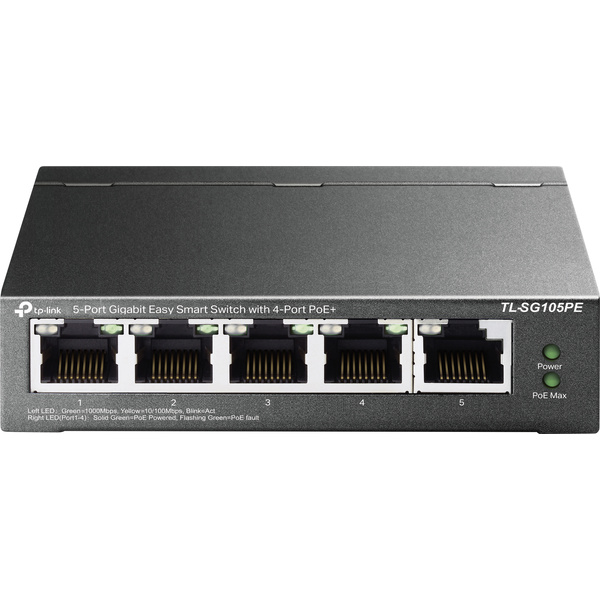 Switch réseau TP-LINK Easy Smart TL-SG105PE 5 ports 10 / 100 / 1000 MBit/s fonction PoE