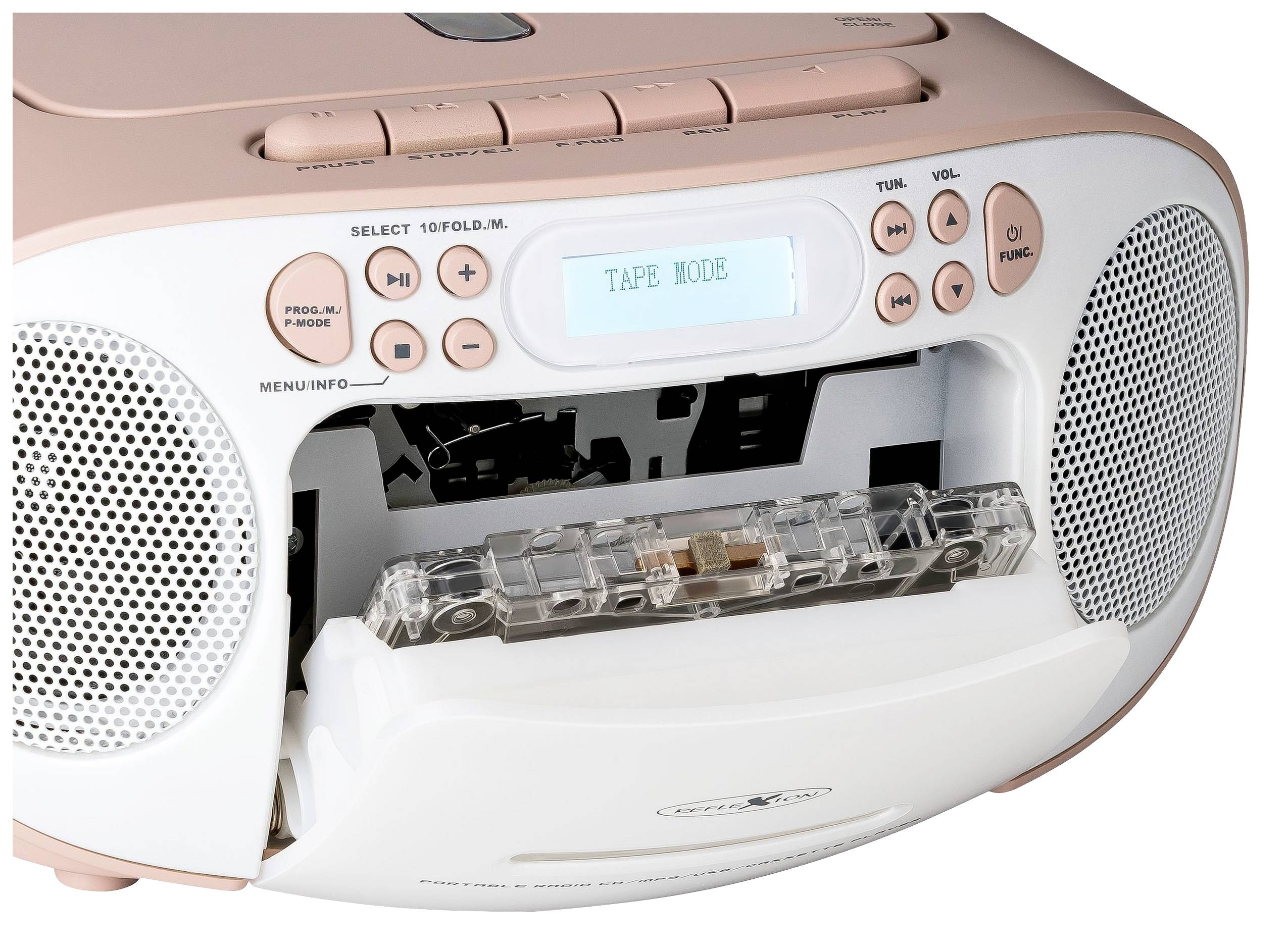 Reflexion CD-Radio DAB+, DAB, UKW AUX, CD, Kassette, USB Weiß, Pink