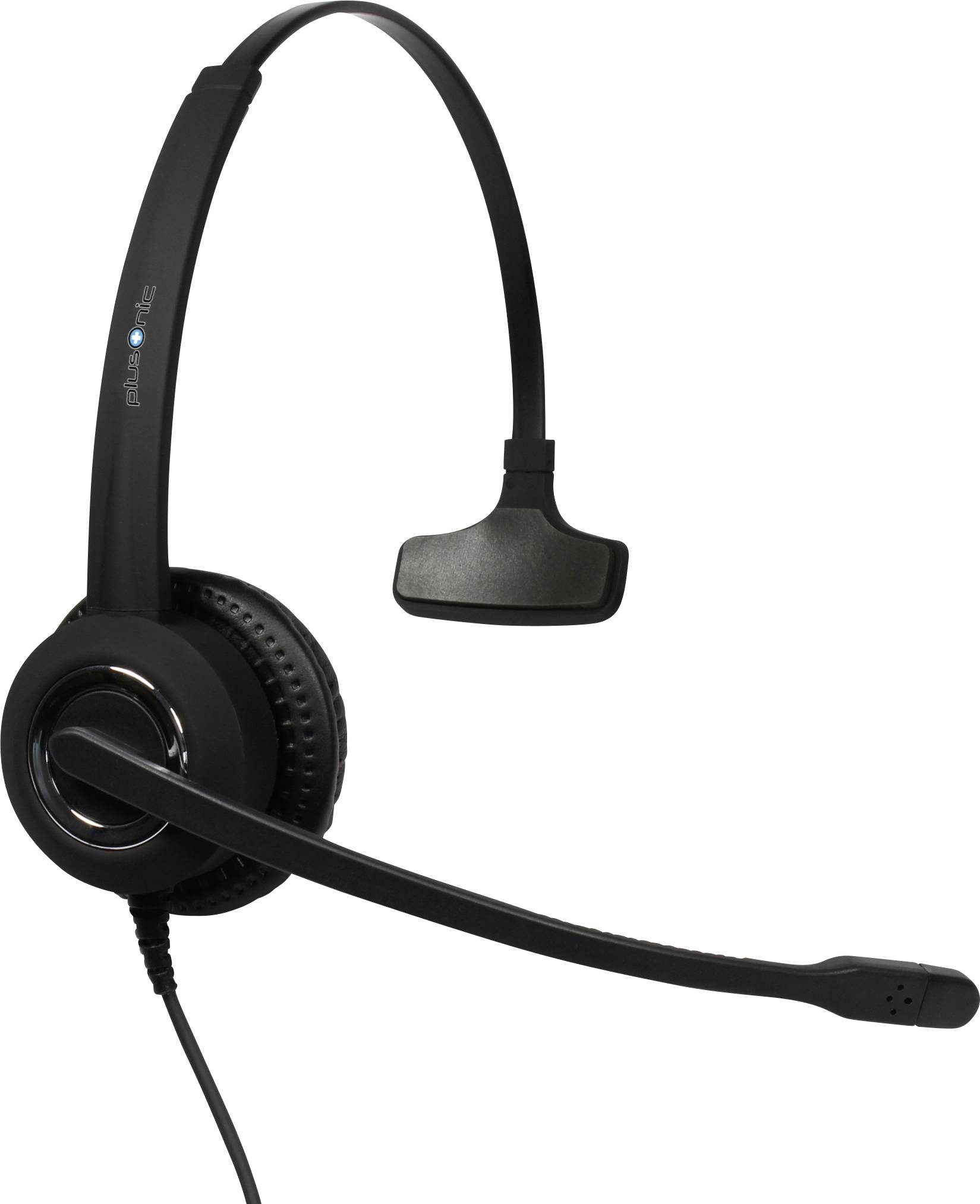 plusonic 6337-10.1P Telefon On Ear Headset kabelgebunden Mono Schwarz