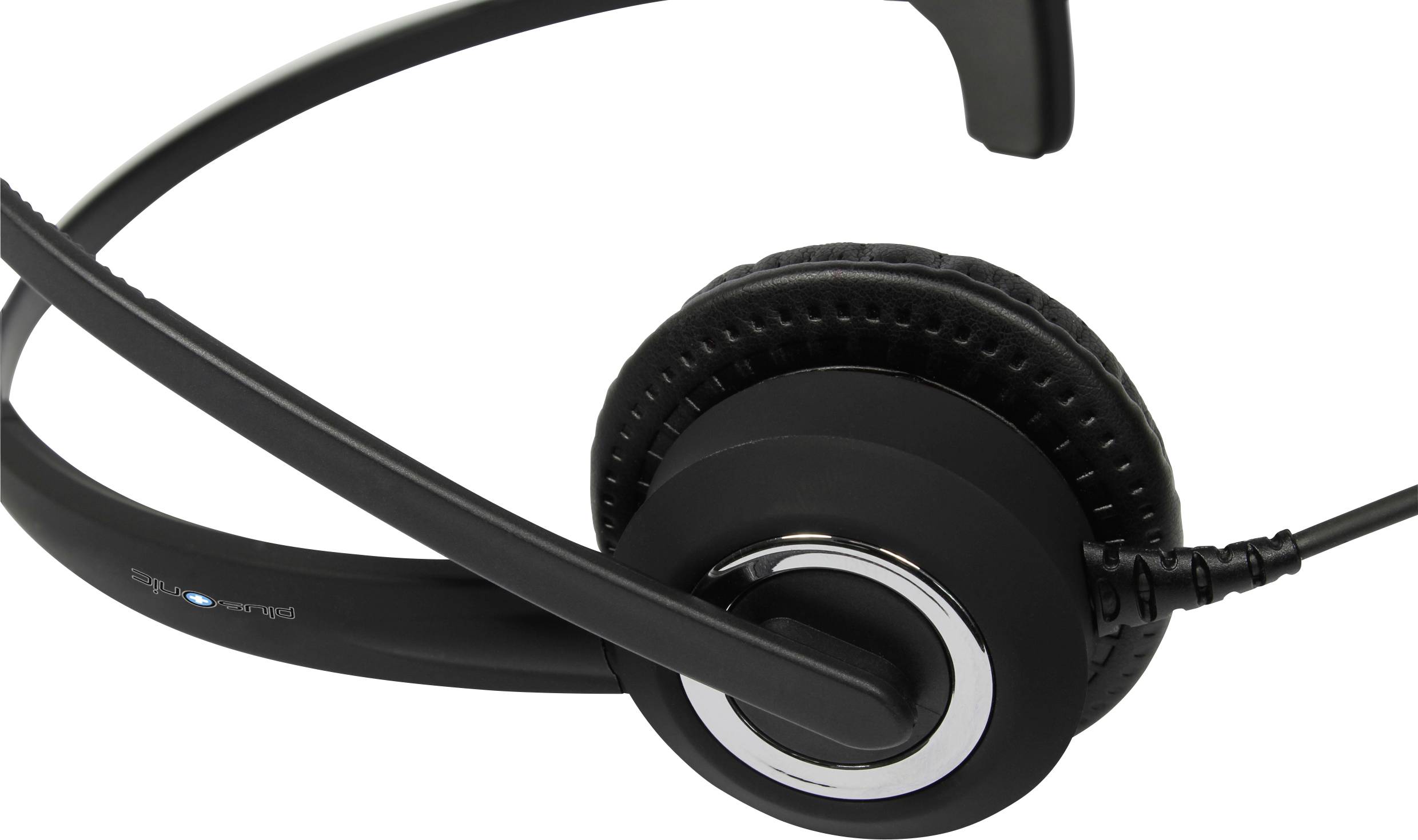 plusonic 6337-10.1P Telefon On Ear Headset kabelgebunden Mono Schwarz