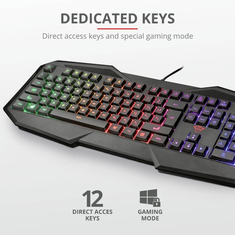 Trust GXT830RW AVONN Kabelgebunden Gaming-Tastatur Deutsch, QWERTZ Schwarz Beleuchtet, mit numerischer Tastatur, Multimediatasten