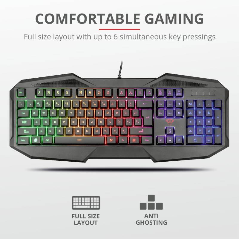 Trust GXT830RW AVONN Kabelgebunden Gaming-Tastatur Deutsch, QWERTZ Schwarz Beleuchtet, mit numerischer Tastatur, Multimediatasten