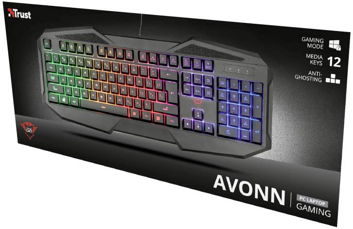 Trust GXT830RW AVONN Kabelgebunden Gaming-Tastatur Deutsch, QWERTZ Schwarz Beleuchtet, mit numerischer Tastatur, Multimediatasten
