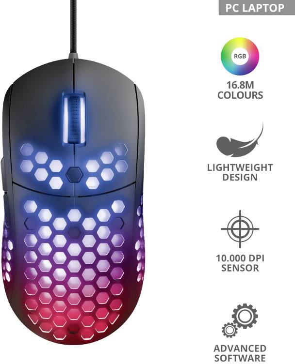 Trust GXT960 graphin lightweight Maus USB Schwarz 6 Tasten 200 dpi, 10000 dpi Beleuchtet