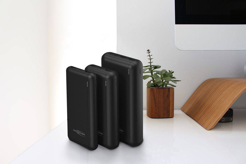Ansmann PB212 Powerbank 30000 mAh Smart IC LiPo Micro USB, USB-C®, Lightning Schwarz Statusanzeige