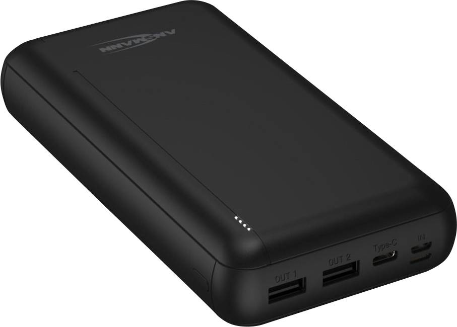 Ansmann PB212 Powerbank 30000 mAh Smart IC LiPo Micro USB, USB-C®, Lightning Schwarz Statusanzeige