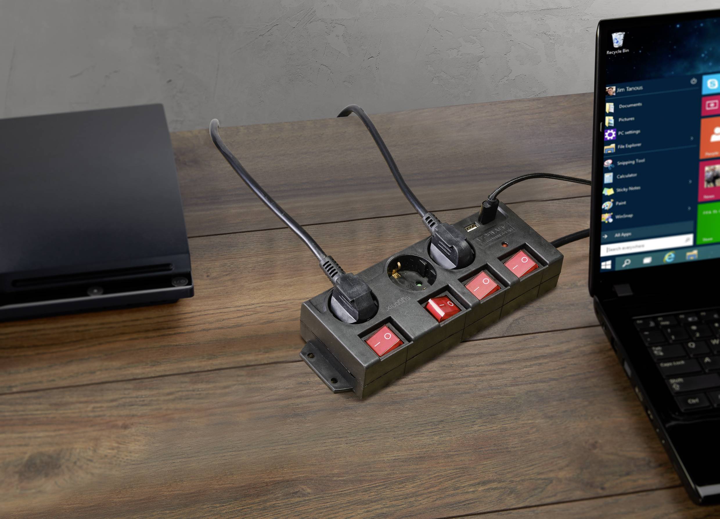 Sygonix RF-4737788 Steckdosenleiste mit Schalter Schwarz Schutzkontakt 1St.