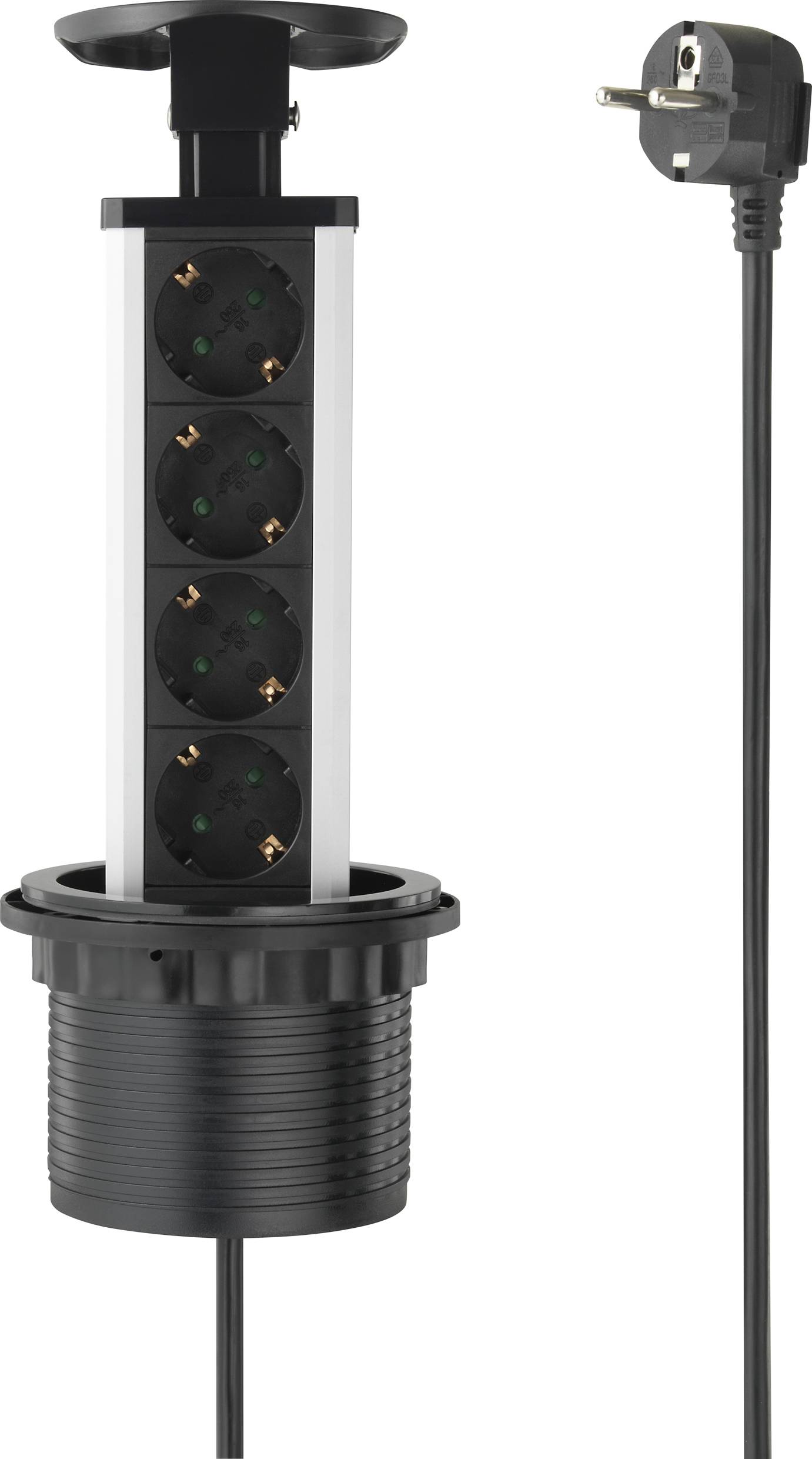 Sygonix SY-4737792 Steckdosenturm Schwarz, Silber Schutzkontakt 1St.