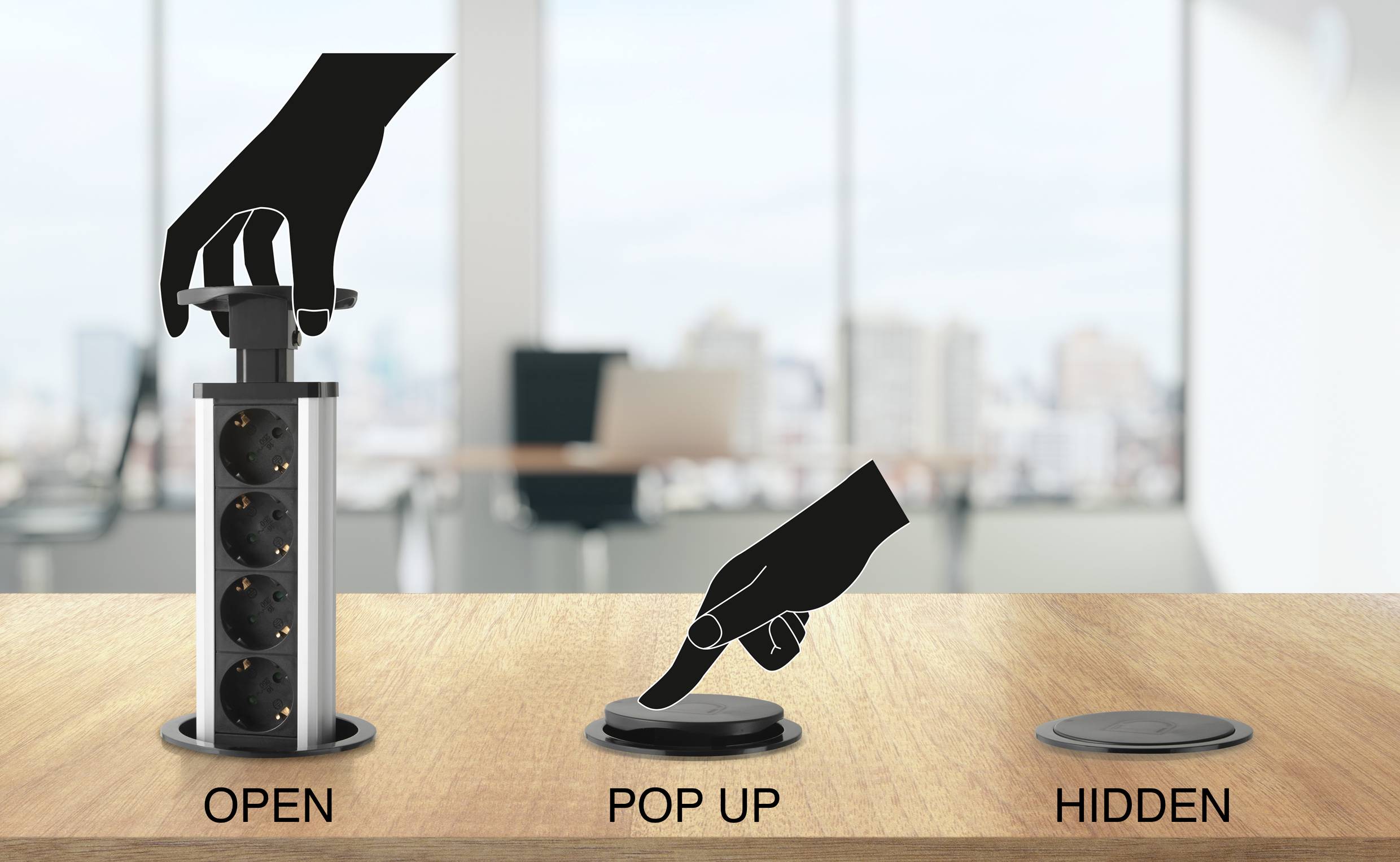 Sygonix SY-4737792 Steckdosenturm Schwarz, Silber Schutzkontakt 1St.