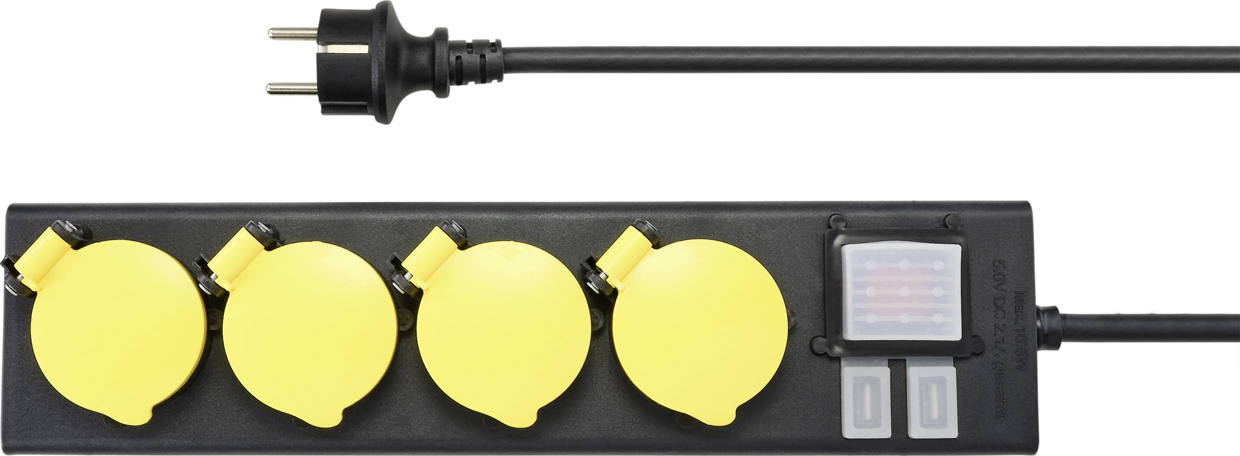 Sygonix RF-4737806 Steckdosenleiste mit Schalter Schwarz, Gelb Schutzkontakt 1St.