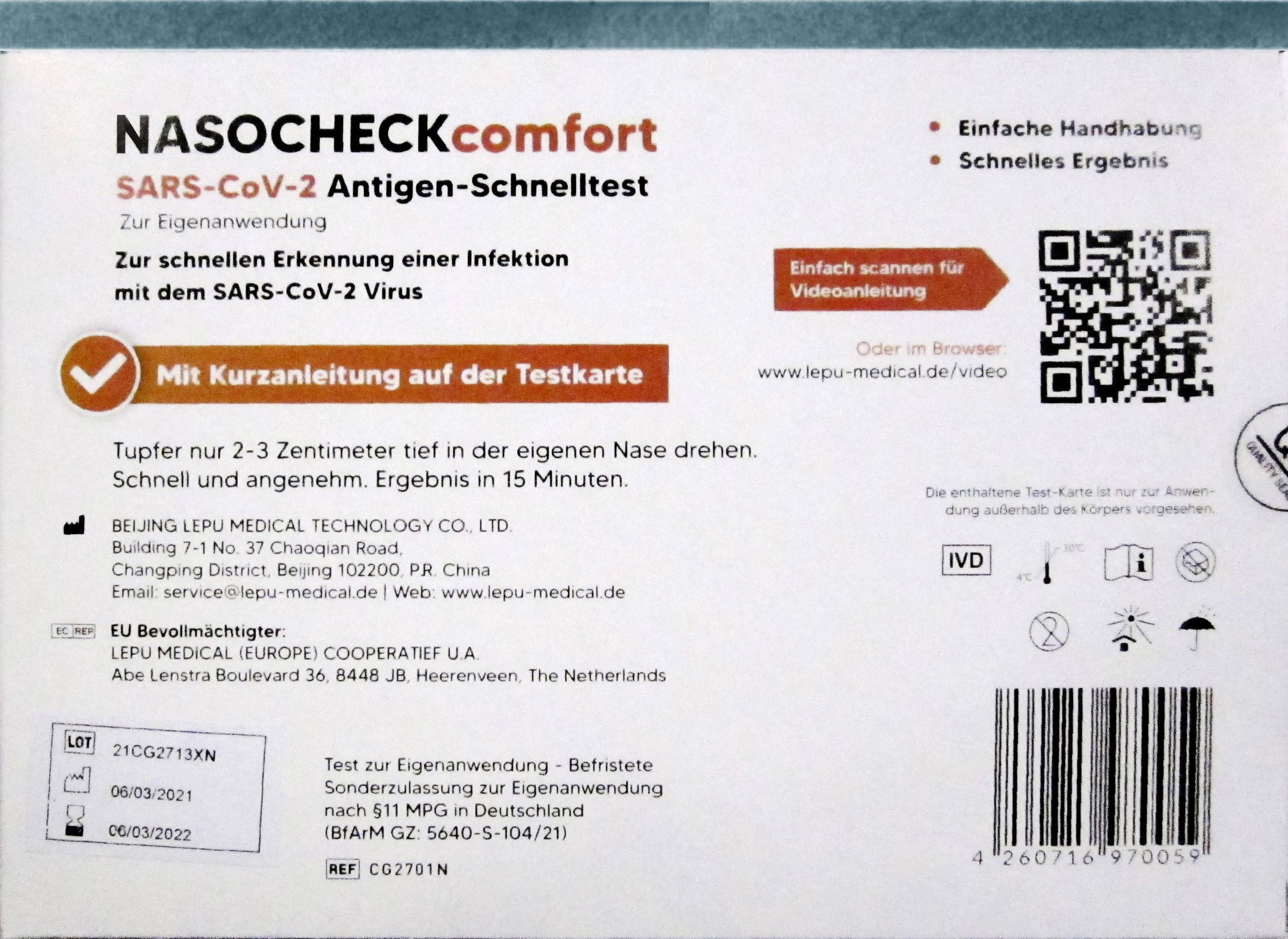 Antigentest zur Eigenanwendung (Selbsttest) 51-LEPU-1 1 St. SARS-CoV-2