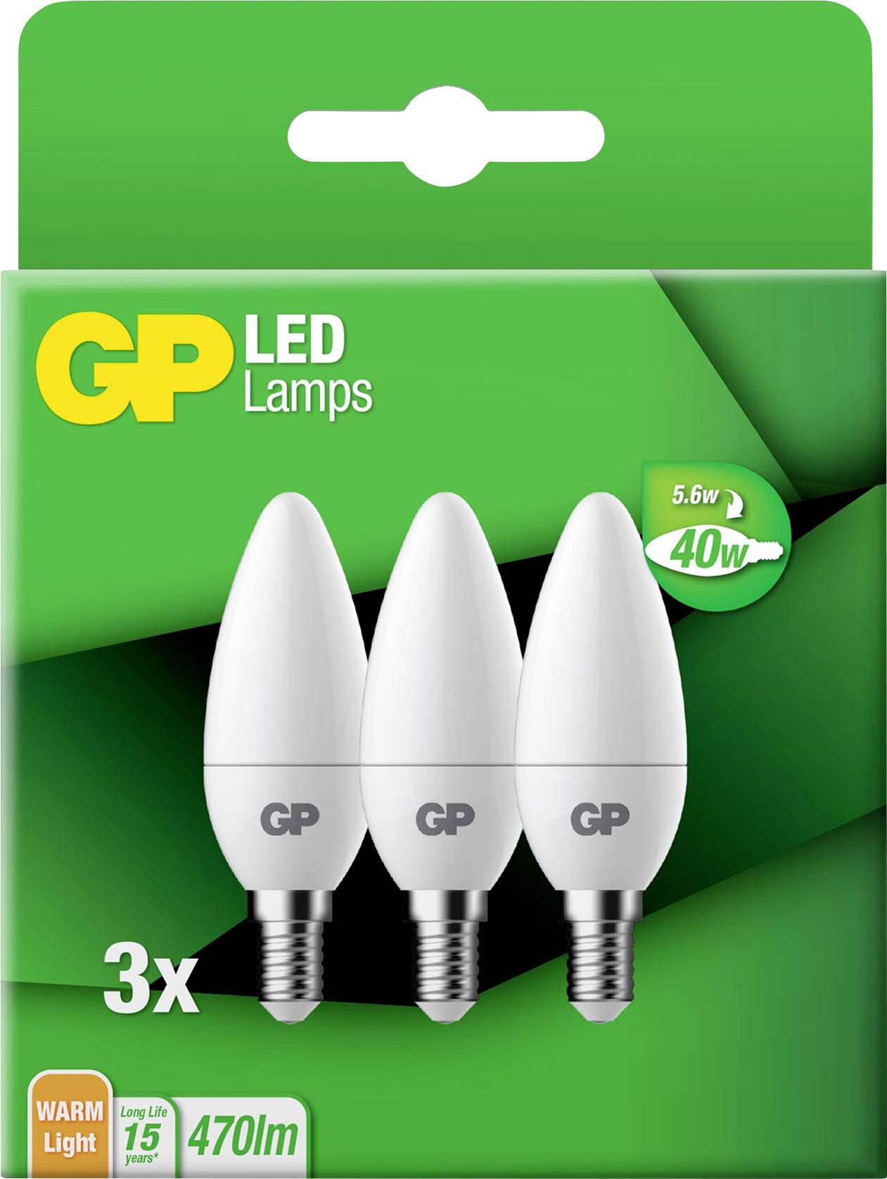 GP GPCNLE14STD823C3 LED EEK F (A - G) E14 Kerzenform 5.6 W = 40 W Warmweiß (Ø x L) 35 mm x 107 mm 3 St.