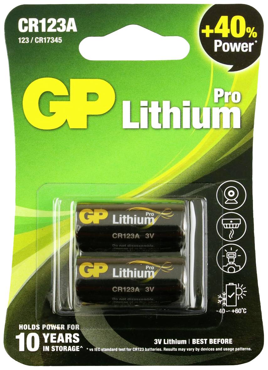 GP GPCR123APRO476C2 Fotobatterie CR-123A Lithium 1400 mAh 3 V 2 St.