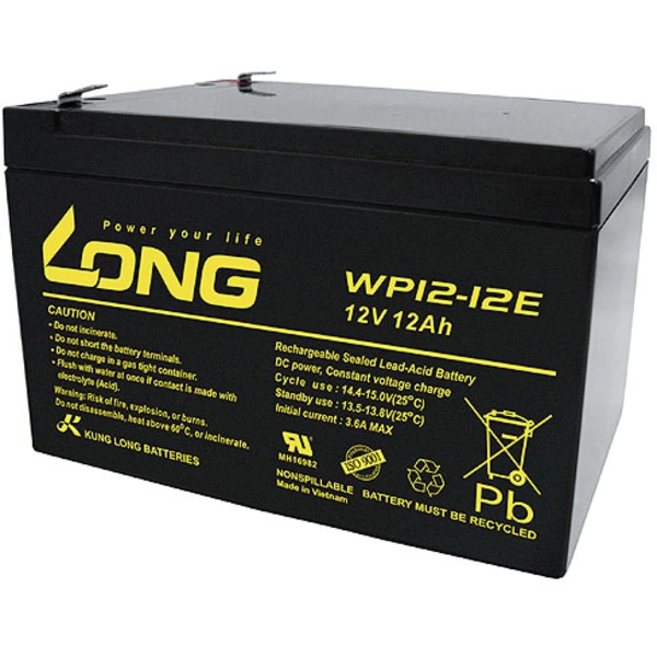 Long WP12-12E WP12-12E Bleiakku 12V 12Ah Blei-Vlies (AGM) (B x H x T) 151 x 98 x 98mm Flachstecker 6.35mm Zyklenfest, Geringe Long WP12-12E WP12-12E Bleiakku 12V 12Ah Blei-Vlies (AGM) (B x H x T) 151 x 98 x 98mm Flachstecker 6.35mm Zyklenfest, Geringe