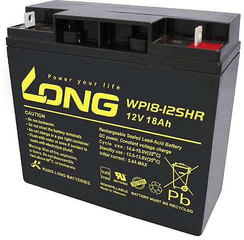 Long WP18-12SHR WP18-12SHR Bleiakku 12V 18Ah Blei-Vlies (AGM) (B x H x T) 181 x 167 x 76mm M5-Schraubanschluss VDS-Zertifizierung