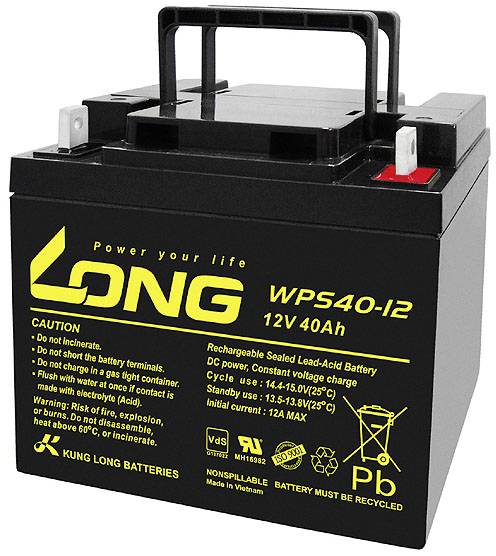 Long WPS40-12 WPS40-12 Bleiakku 12V 40Ah Blei-Vlies (AGM) (B x H x T) 199 x 171 x 166mm M6-Schraubanschluss VDS-Zertifizierung