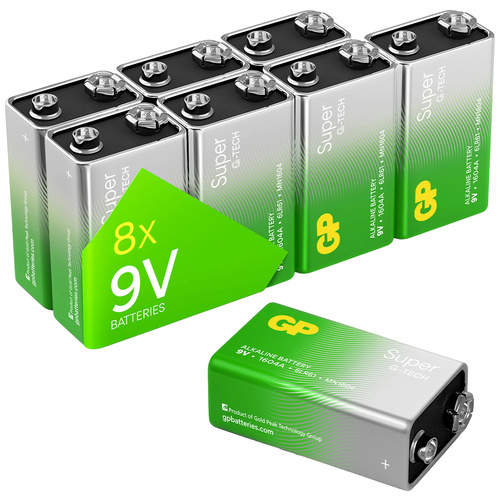 GP Batteries Super 9V Block-Batterie Alkali-Mangan 9V 8St.