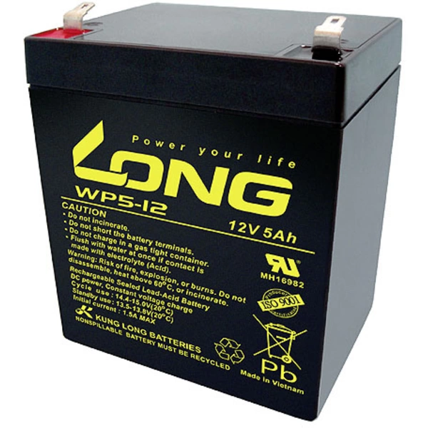 Long WP5-12/F1 WP5-12/F1 Bleiakku 12 V 5 Ah Blei-Vlies (AGM) (B x H x T) 90 x 107 x 70 mm Flachstec Long WP5-12/F1 WP5-12/F1 Bleiakku 12 V 5 Ah Blei-Vlies (AGM) (B x H x T) 90 x 107 x 70 mm Flachstec