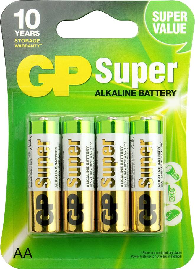 GP Super Mignon (AA)-Batterie Alkali-Mangan 1.5V 4St.