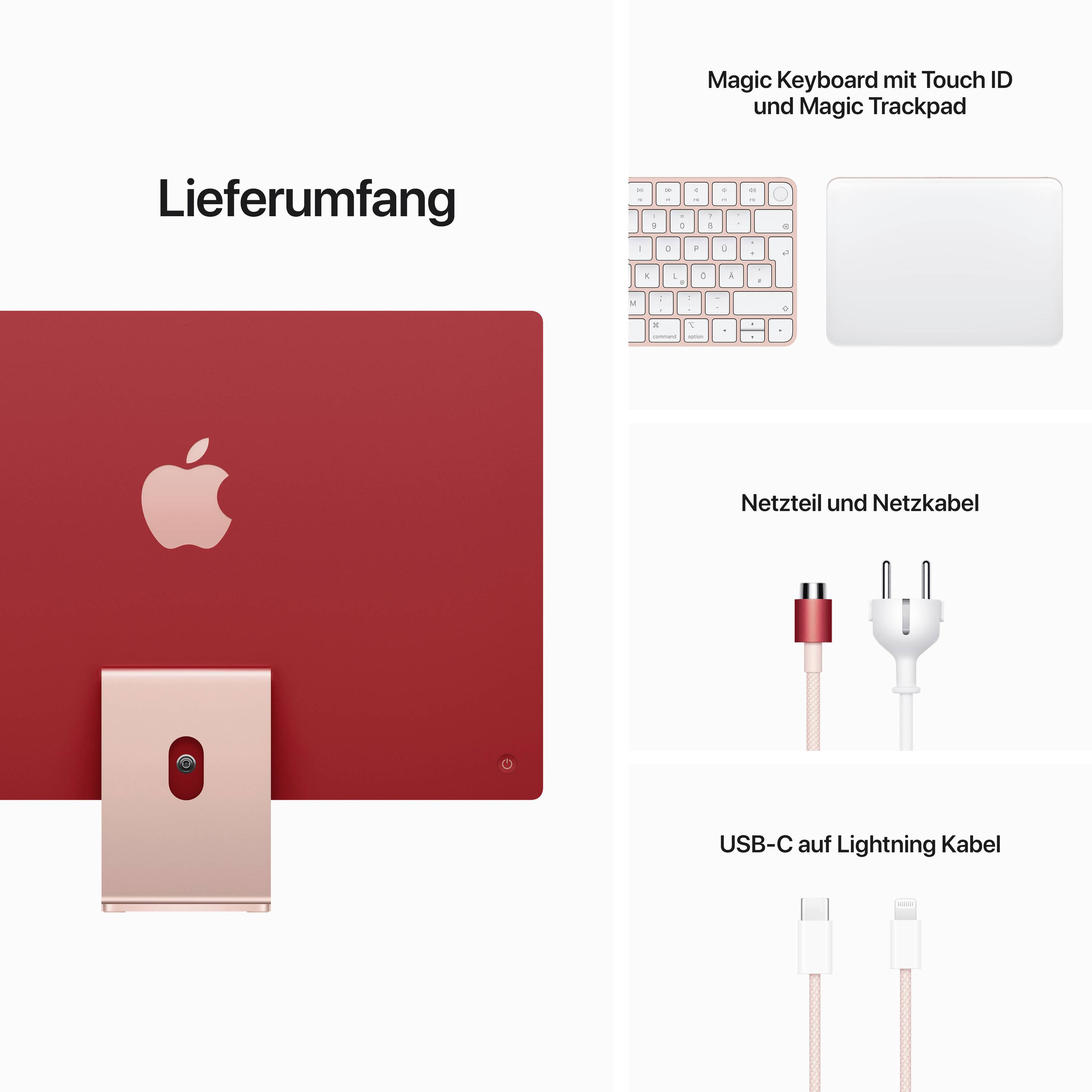 Apple iMac 24 Retina 4.5K (2021) 61 cm (24 Zoll) Rose 8 GB RAM 256 GB SSD 8-Core CPU M1 7-Core GPU MJVA3D/A