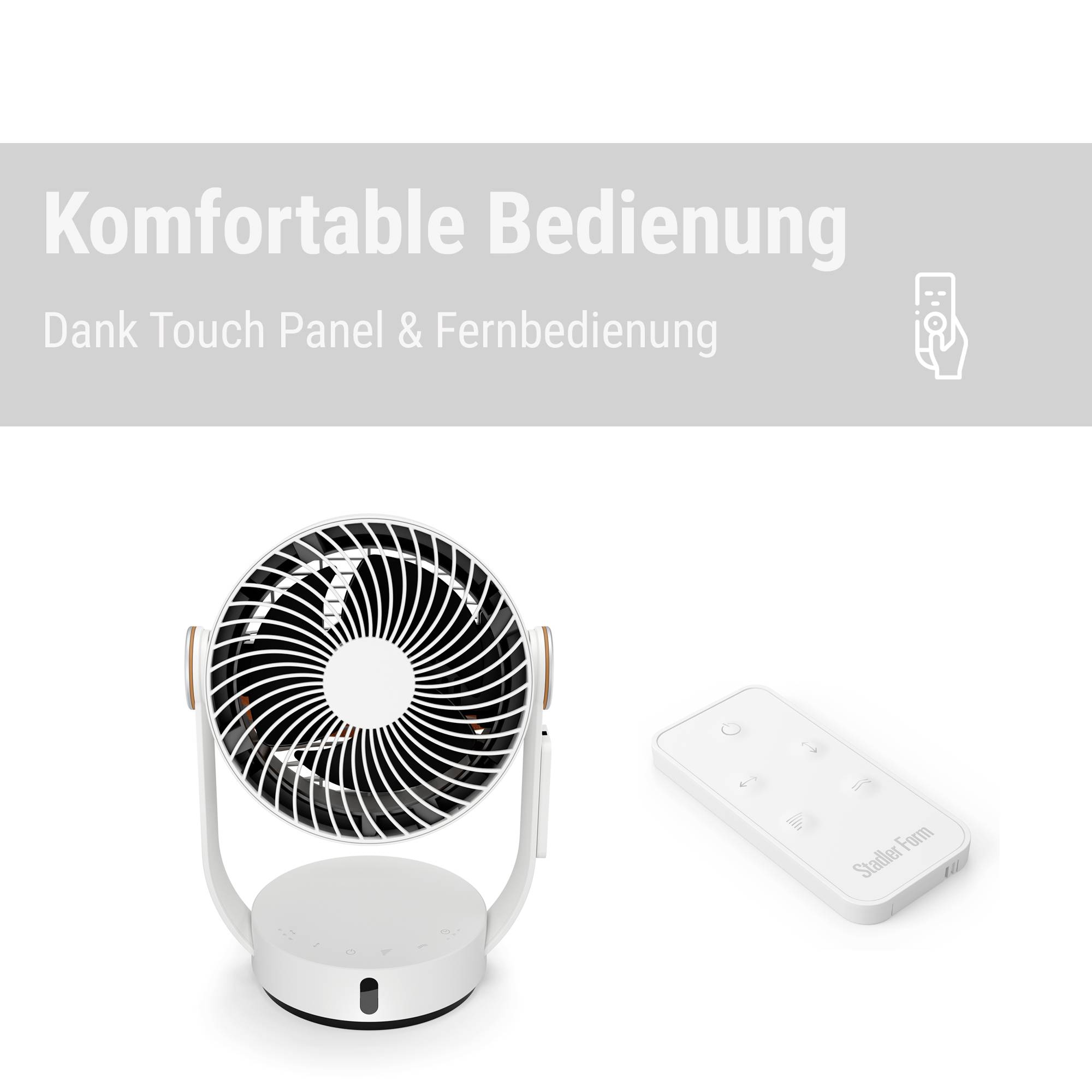 Stadler Form Leo 3D-Luftzirkulator 18W (L x B x H) 205 x 240 x 330mm Weiß Schwenkbar, Timer