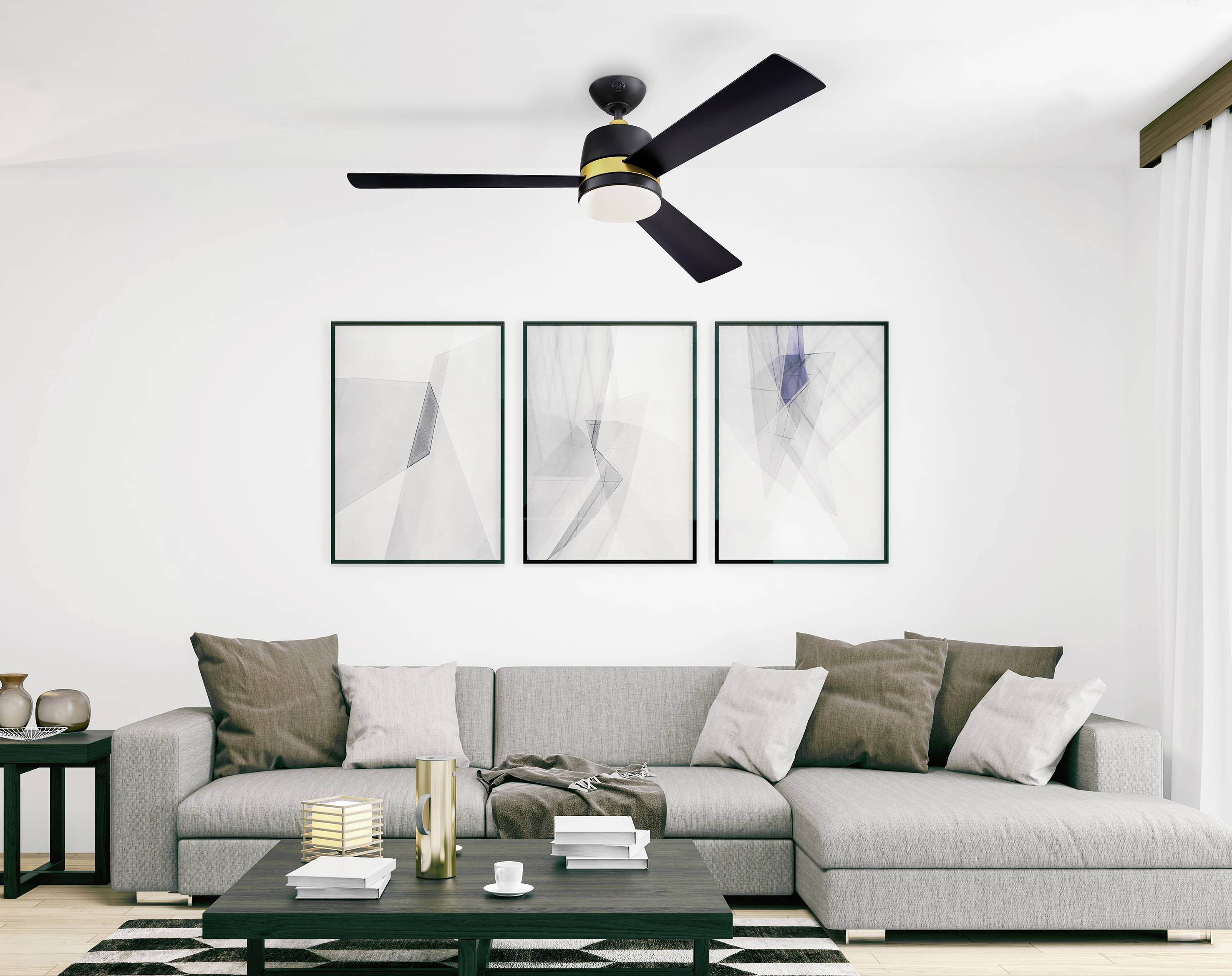 Westinghouse Tristan Deckenventilator 49W (Ø x H) 132cm x 36.6cm Schwarz/Gold Winterbetrieb, mit Beleuchtung, mit Fernbedienung