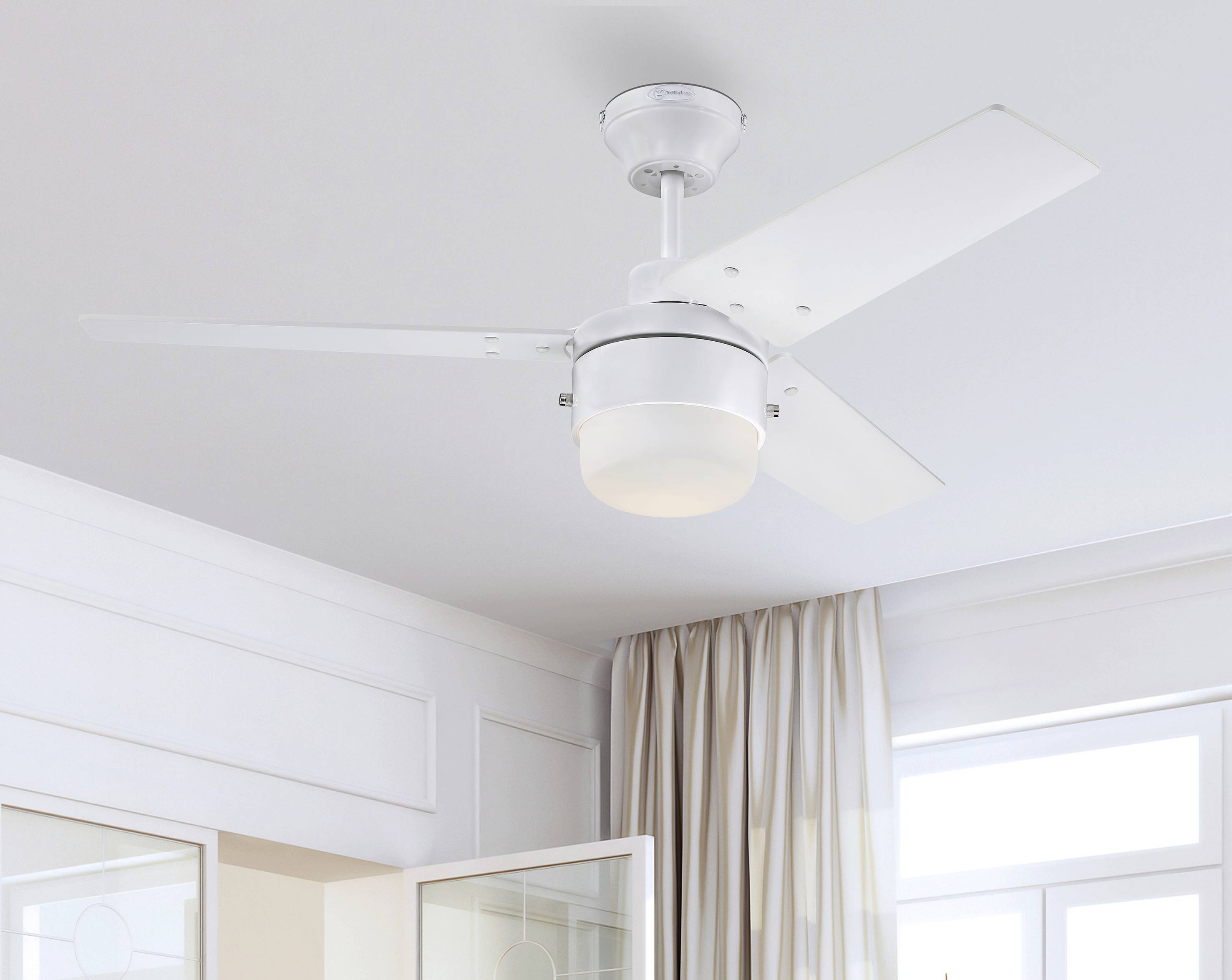 Westinghouse Talia Deckenventilator 39W (Ø x H) 105cm x 36.5cm Weiß Winterbetrieb, mit Beleuchtung, Wendbare Flügel