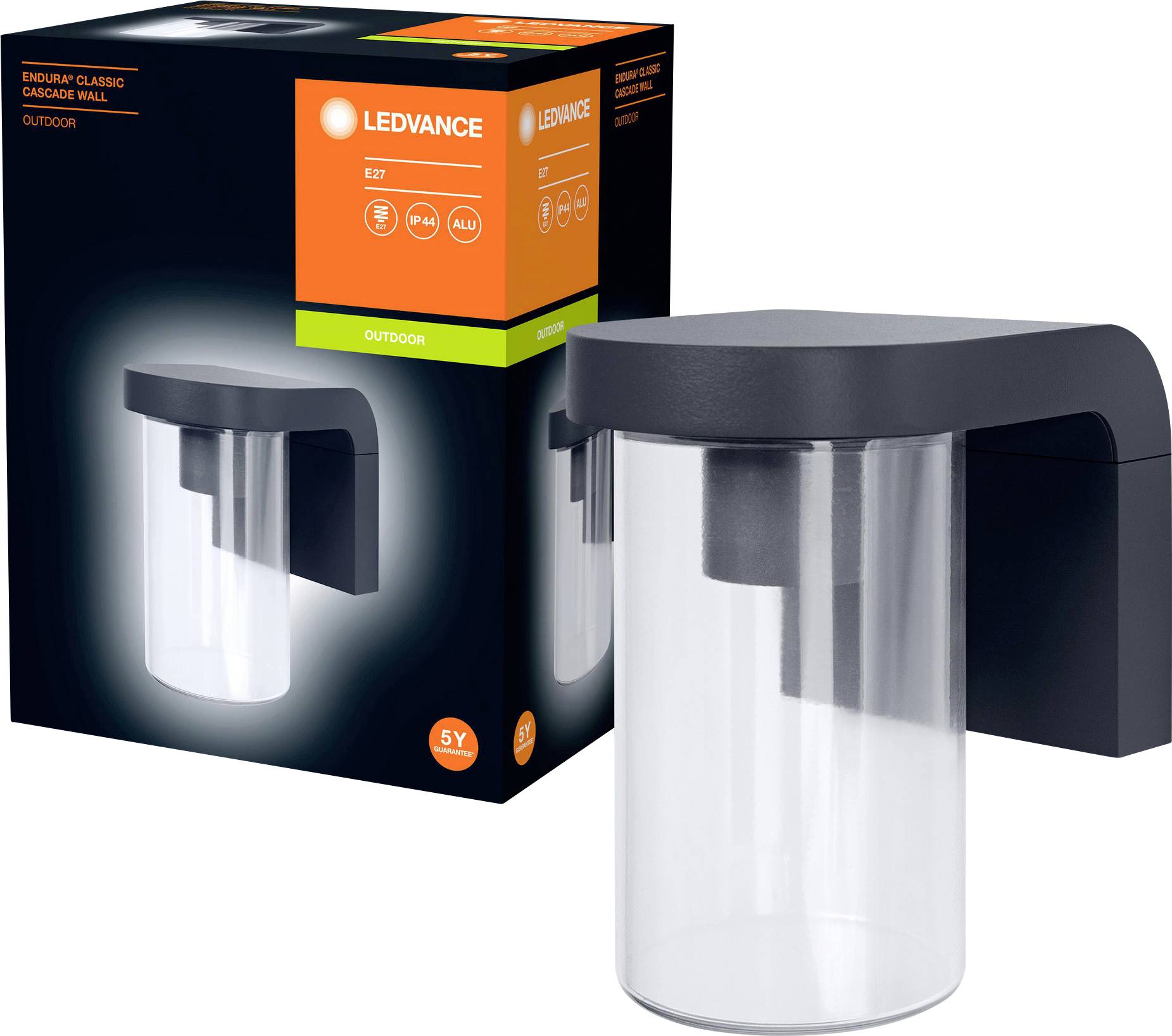 LEDVANCE Endurac Classic Cascade 4058075554337 Außenwandleuchte E27 Dunkelgrau