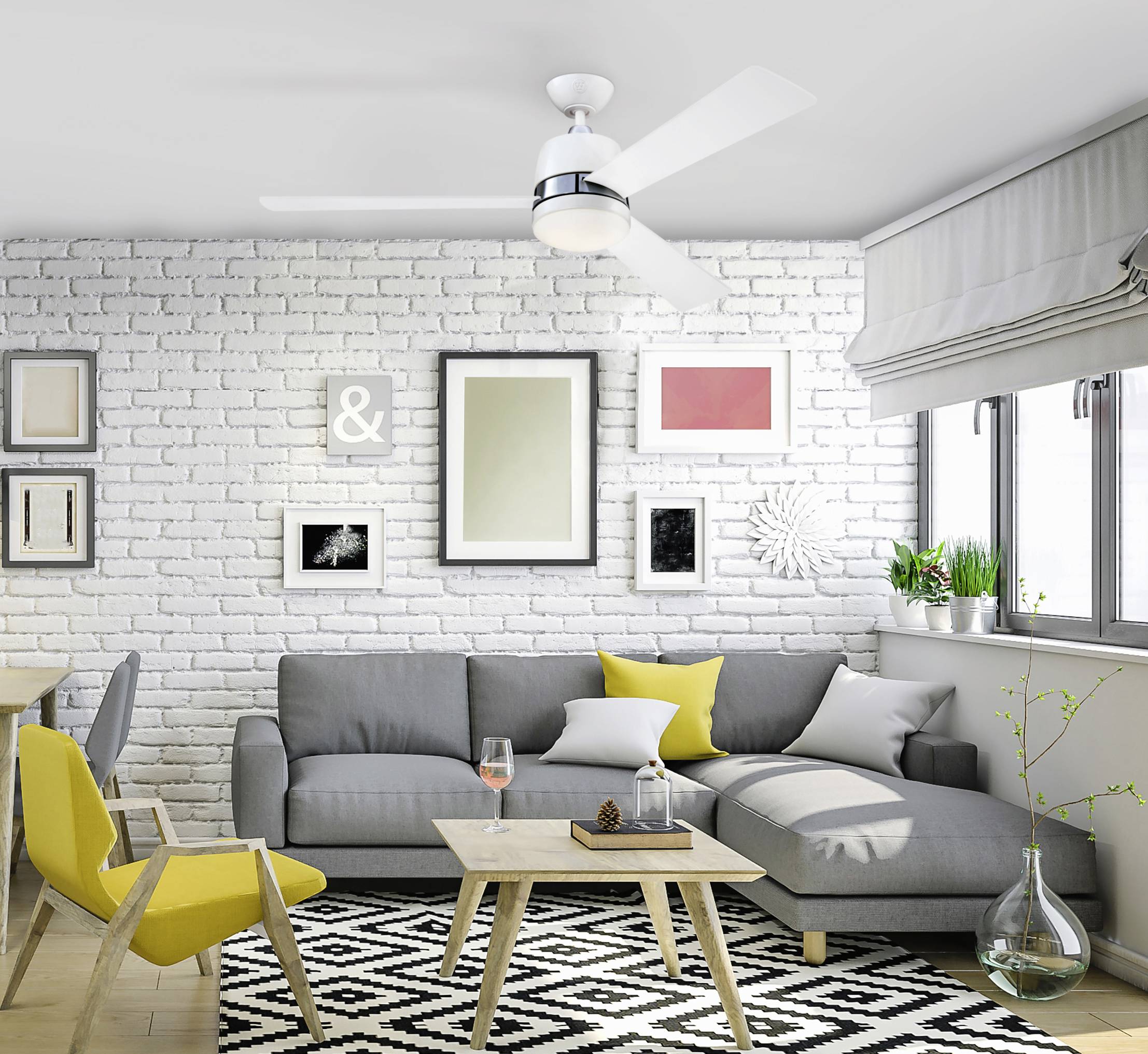 Westinghouse Tristan Deckenventilator 49W (Ø x H) 132cm x 36.6cm Weiß/Edelstahl Winterbetrieb, mit Beleuchtung, mit Fernbedienung