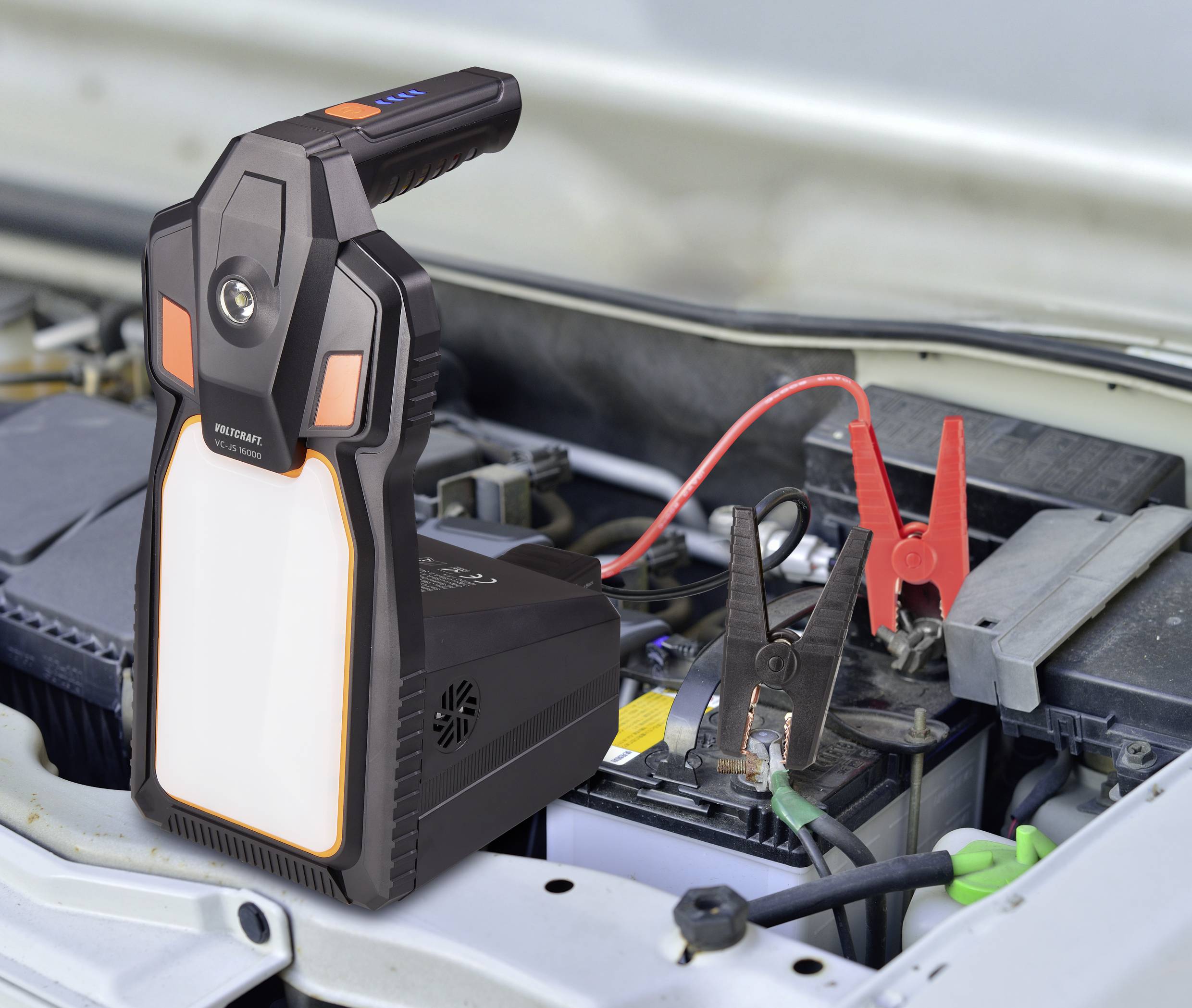 VOLTCRAFT Schnellstartsystem VC-JS 16000 VC-11846425 Starthilfestrom (12 V)=1200A 12 V-Ausgang 1x, Lade- und Aufbewahrungsstation