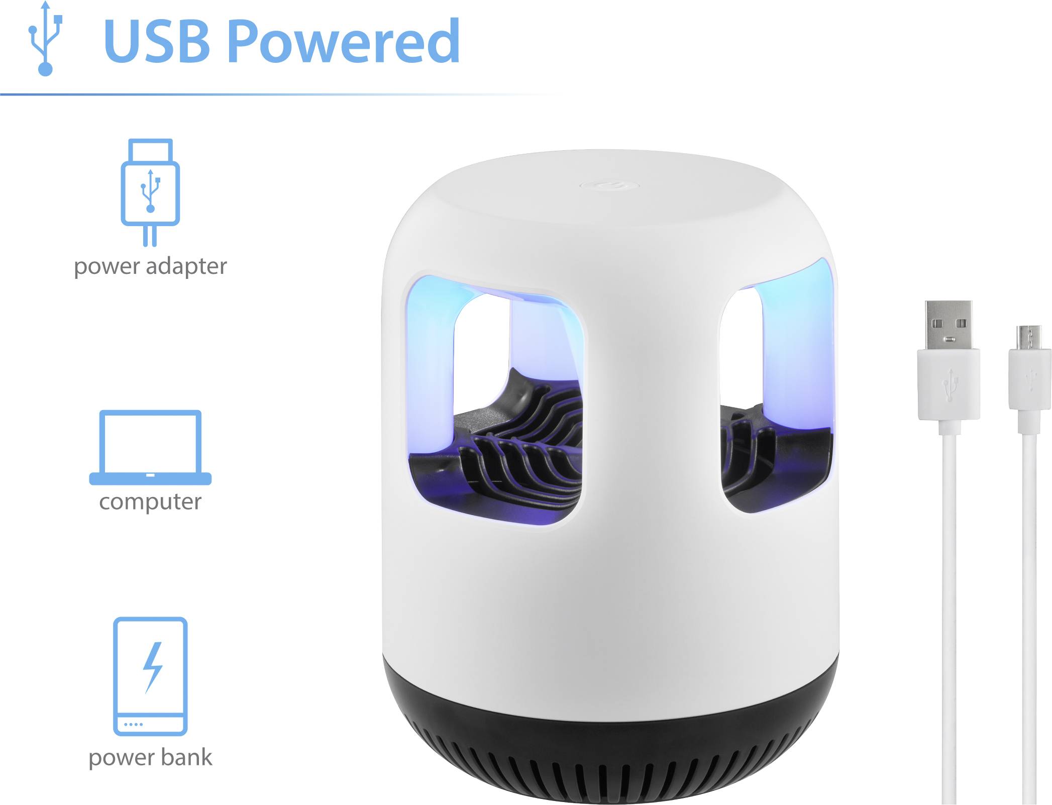 BT 1-20 BT-2369288 UV-Insektenfänger UV-Licht (Ø x H) 122mm x 155mm Weiß/Schwarz 1St.