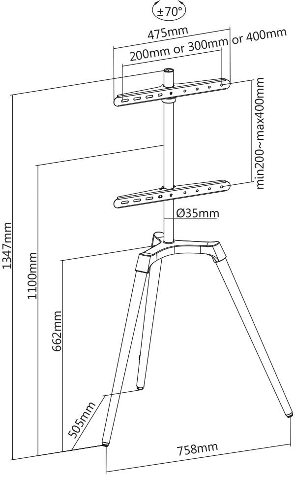 My Wall HT 21 WL TV-Standfuß Höhenverstellbar 127,0 cm (50") - 165,1 cm (65") Bodenständer, Drehbar, Höhenverstellbar, Stand