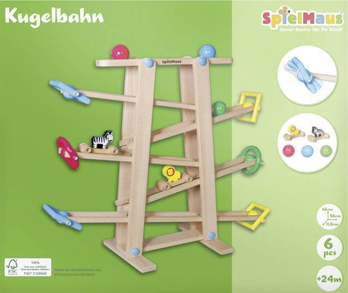 SMH Holz Kugelbahn mit Rollelementen