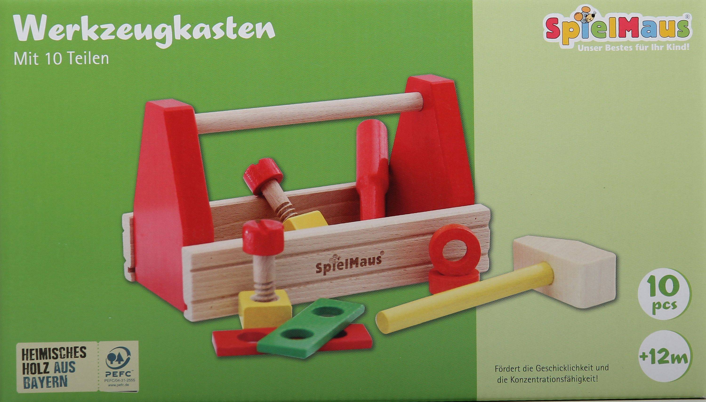 Vedes 41604573 SpielMaus Holz Werkzeugkasten, 10-teilig