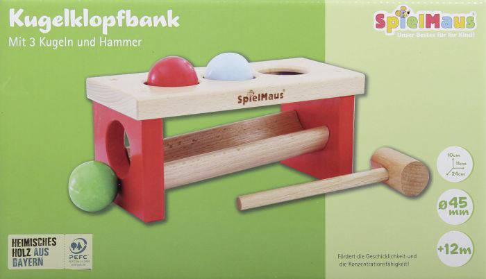 41604581 SMH Kugelklopfbank 24x11x10cm SpielMaus Holz Kugelklopfbank, 24 x 11 x 10 cm