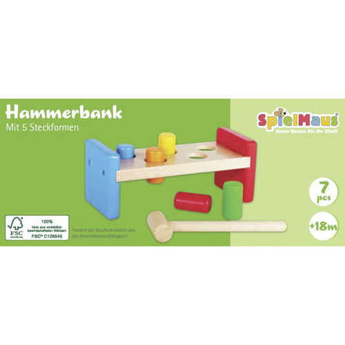 41606100 SMH Hammerbank, 7-teilig SpielMaus Holz Hammerbank, 7-teilig