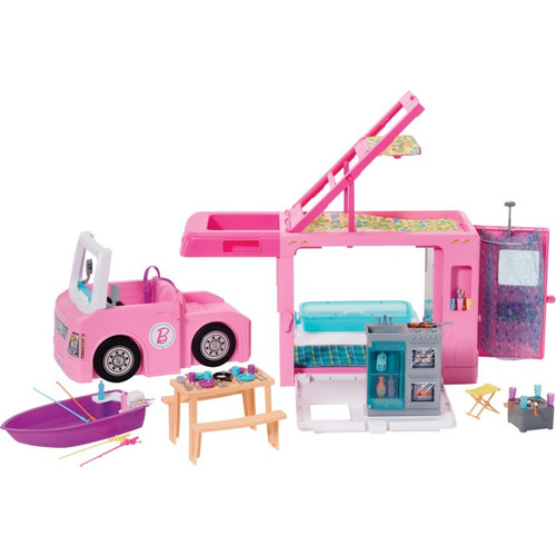 Mattel GHL93 Barbie 3-in-1 Super Abenteuer-Camper mit Zubehör GHL93