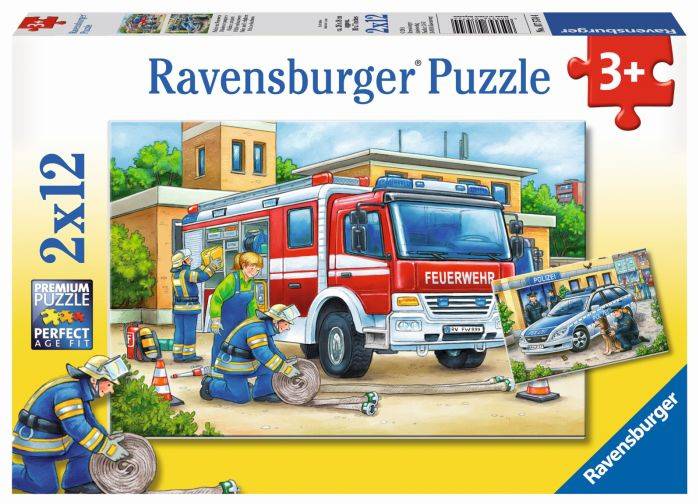 Ravensburger 07574 Puzzle Polizei und Feuerwehr 2 x 12 Teile 7574