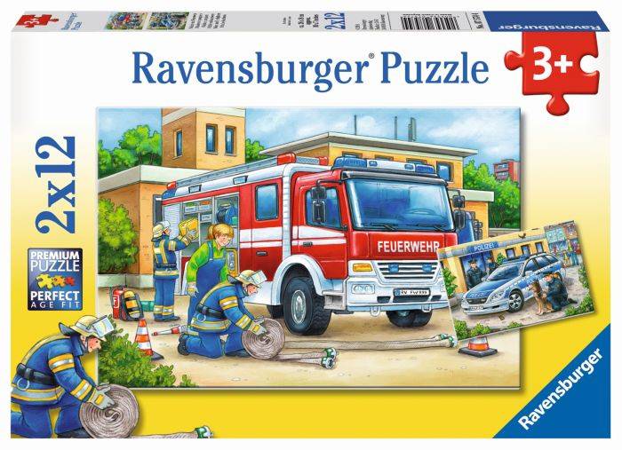 Ravensburger 07574 Puzzle Polizei und Feuerwehr 2 x 12 Teile 7574
