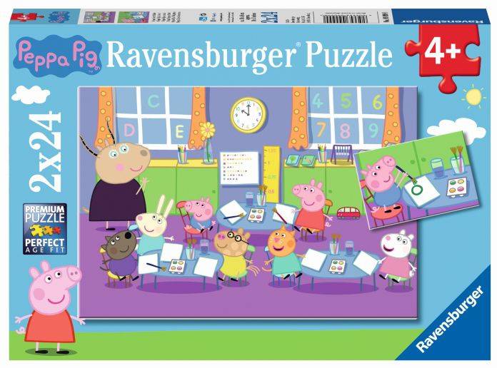 Ravensburger Ravensburger 09099 Puzzle: Peppa in der Schule, 2x24 Teile 9099