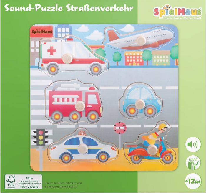 Vedes SpielMaus Holz Sound Holzpuzzle Straßenverkehr 60453390
