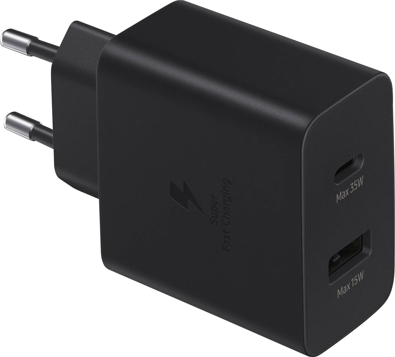 Samsung 35W Power Adapter Duo TA220N Handy Ladegerät USB-C®, USB-A mit Schnellladefunktion 35 W USB Power Delivery (USB-PD) Schwarz