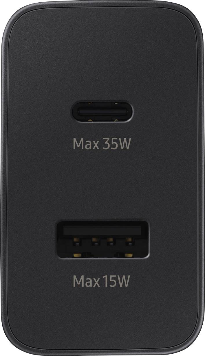 Samsung 35W Power Adapter Duo TA220N Handy Ladegerät USB-C®, USB-A mit Schnellladefunktion 35 W USB Power Delivery (USB-PD) Schwarz