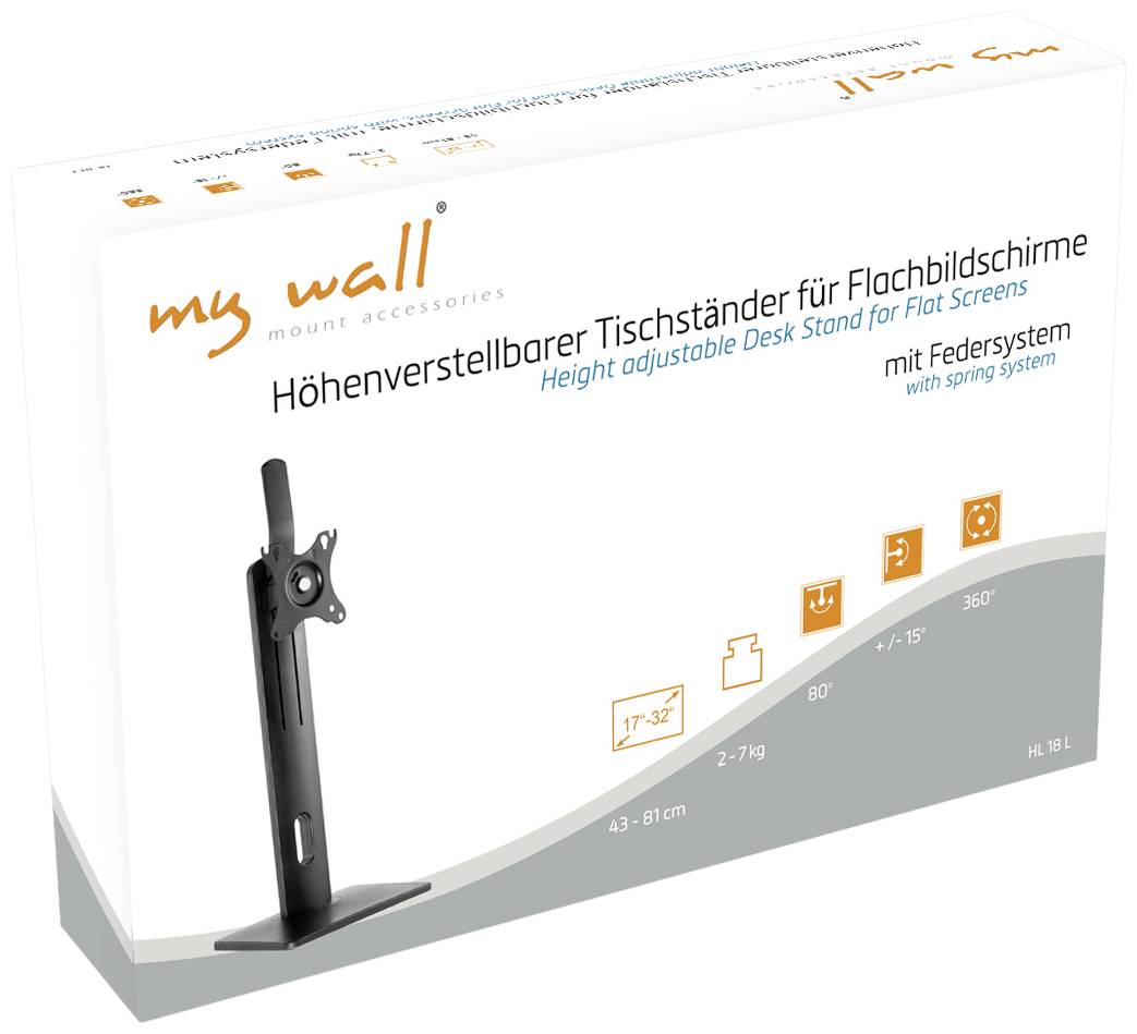 Verstellbarer Tischständer für Flachbildschirme, geeignet für Bildschirmgrößen von 17-32 Zoll, Tragkraft 2-7 kg, drehbar 360°.