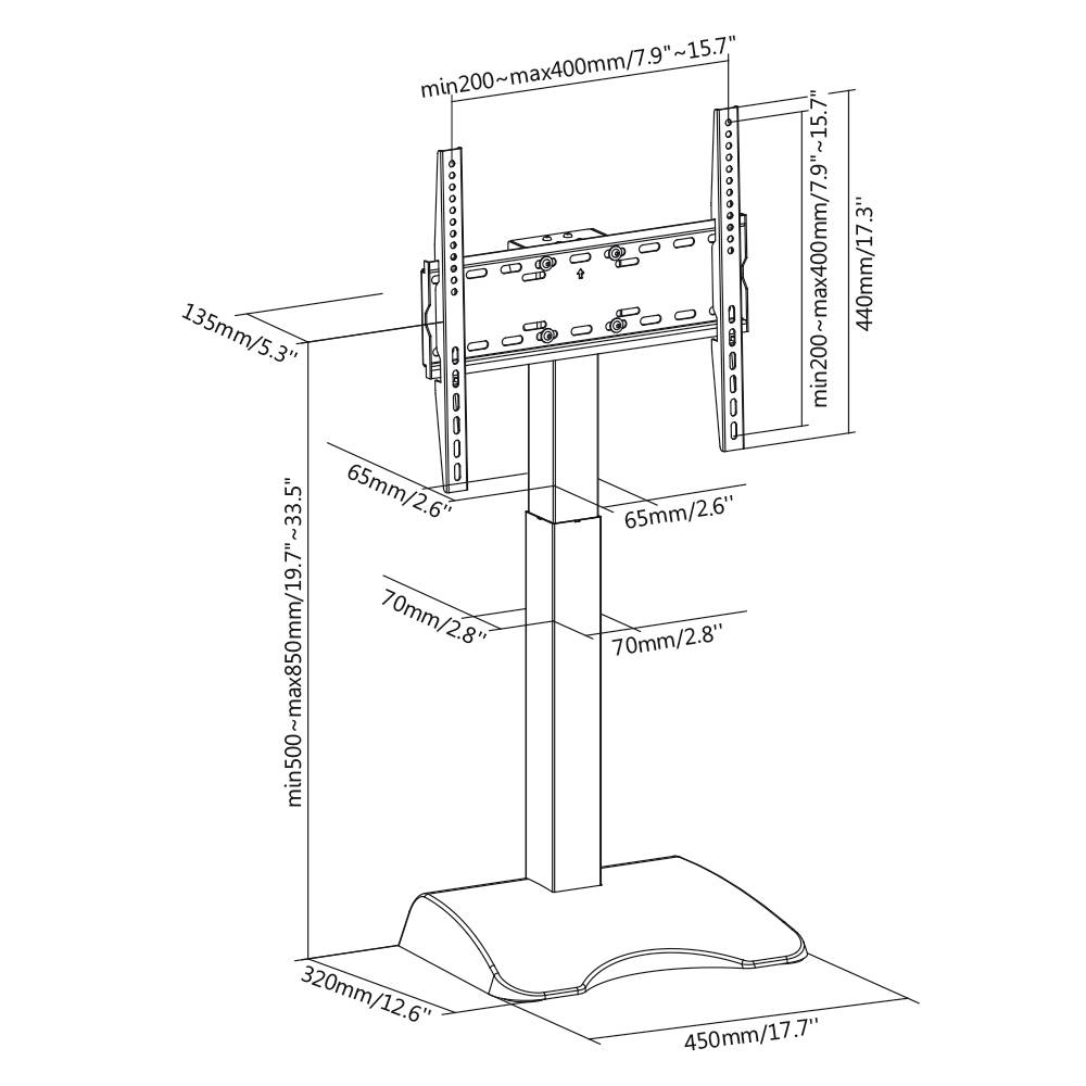 My Wall HP 61L TV-Standfuß Höhenverstellbar 81,3cm (32") - 165,1cm (65") Stand